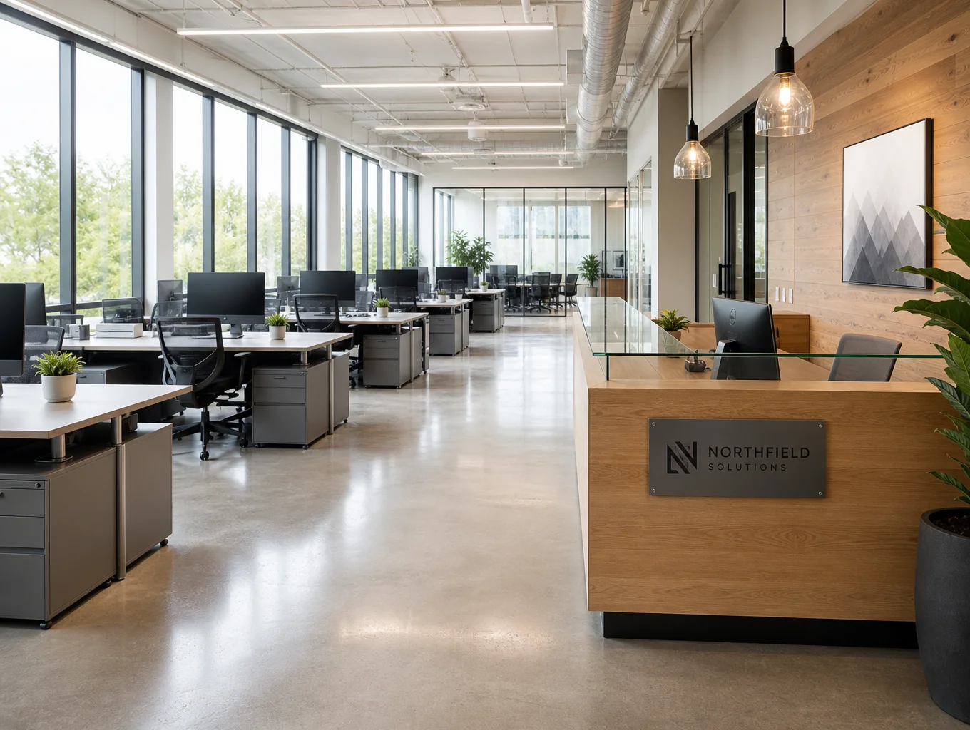 Modern office workspace for digital agency